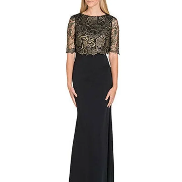green emerald velvet dress Knee Length Black Wedding Dress with Gold Underlay and Sash main image 0